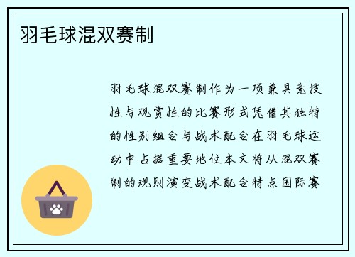 羽毛球混双赛制